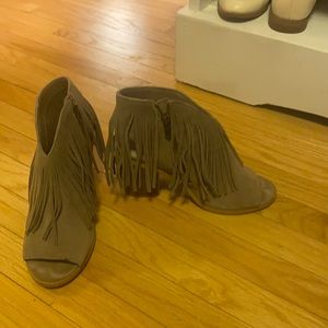 Steve Madden Rock-It Boot, fringe open toe booties